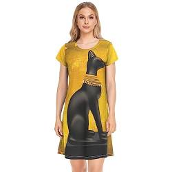 YOUJUNER Damen Nachthemden Ägyptisches Ägypten Nachtwäsche Kurzarm Schlafshirt Sommer Sleepshirt Nachtkleid Schlafhemd von YOUJUNER