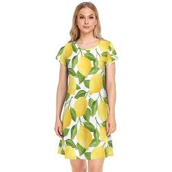 YOUJUNER Damen Nachthemden Gelbe Zitrone Nachtwäsche Kurzarm Schlafshirt Sommer Sleepshirt Nachtkleid Schlafhemd von YOUJUNER