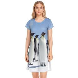 YOUJUNER Damen Nachthemden Tier Pinguin Nachtwäsche Kurzarm Schlafshirt Sommer Sleepshirt Nachtkleid Schlafhemd von YOUJUNER