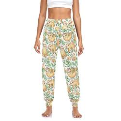 YOUJUNER Damen Nettes Faultier Haremshose Yogahose Tanzhose Jogginghose Yoga Pilates Hosen Freizeithosen Yoga Hose von YOUJUNER