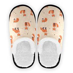 YOUJUNER Herren Damen Hausschuhe Nettes Fuchs-Muster Slippers für Frauen Kinder Unisex Warme Pantoffeln Indoor Haus Schuhe Bequeme Schlafzimmer Schuhe von YOUJUNER