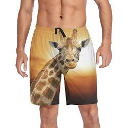 YOUJUNER Herren Shorts Afrika-Tiergiraffe Schlafanzughosen Kurz Pyjamahose Badeshorts Sommer Shorts für Männer von YOUJUNER