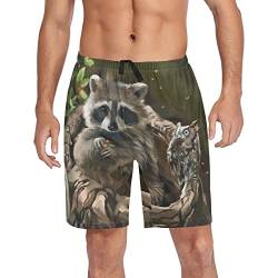 YOUJUNER Herren Shorts Netter Waschbär-Panda Schlafanzughosen Kurz Pyjamahose Badeshorts Sommer Shorts für Männer von YOUJUNER
