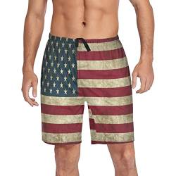 YOUJUNER Herren Shorts Vintage USA-Flagge Schlafanzughosen Kurz Pyjamahose Badeshorts Sommer Shorts für Männer von YOUJUNER