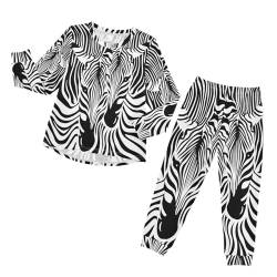 YOUJUNER Kinder Schlafanzug Set Zebra-Druck Pyjama Langarm Nachtwäsche Zweiteilig Schlafanzüge Set für Jungen Mädchen von YOUJUNER