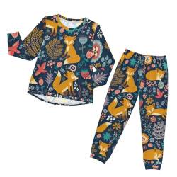 YOUJUNER Kinder Schlafanzug Set süßer Fuchs-Muster Pyjama Langarm Nachtwäsche Zweiteilig Schlafanzüge Set für Jungen Mädchen von YOUJUNER