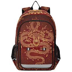 YOUJUNER Kinder Schulrucksack Chinesischer Tierdrache Schulranzen Schultasche Sporttasche Backpack für Mädchen Jungen von YOUJUNER