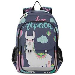 YOUJUNER Kinder Schulrucksack Niedlicher Alpaka-Lama-Druck Schulranzen Schultasche Sporttasche Backpack für Mädchen Jungen von YOUJUNER