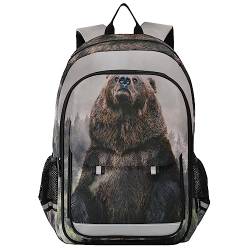 YOUJUNER Kinder Schulrucksack Tier schwarzer Bärendruck Schulranzen Schultasche Sporttasche Backpack für Mädchen Jungen von YOUJUNER