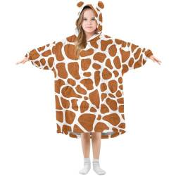 YOUJUNER Kinder Übergroße Decke Hoodie, Tier Giraffe Haut Druck Warme Fleece Hoodie Decke Plüsch Tragbare Decke Hoodie Sweatshirt Pullover für Jungen Mädchen, mehrfarbig, 14 Jahre von YOUJUNER