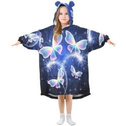 YOUJUNER Kinder Übergroße Hoodie Decke, Galaxie Tier Schmetterling Warme Fleece Hoodie Decke Plüsch Tragbare Decke Hoodie Sweatshirt Pullover für Jungen Mädchen von YOUJUNER