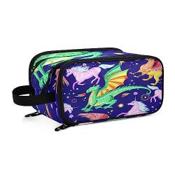 YOUJUNER Make-up-Tasche, Cartoon-Drache, Griffin, Einhorn, Reisen, tragbar, große Kosmetiktasche, Kulturbeutel, Make-up-Organizer-Tasche für Frauen und Mädchen, Farbe 35, 28*14.5*18cm, Kulturbeutel von YOUJUNER