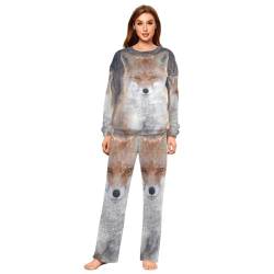 YOUJUNER Pyjama-Sets für Frauen, Winter Schnee Fuchs Winter Warme Nachtwäsche Loungewear Set Pjs Nachtwäsche Set, mehrfarbig, 38 von YOUJUNER