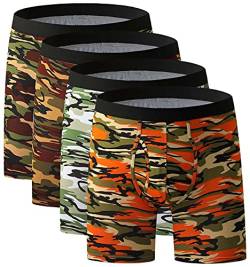 YOULEHE Boxershorts Herren Multipack Männer Unterwäsche Bambusfaser Unterhosen Men Retroshorts Boxer (4er Pack-Tarnung-Lange Beine, XL) von YOULEHE