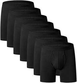 YOULEHE Boxershorts Herren Multipack Männer Unterwäsche Bambusfaser Unterhosen Men Retroshorts Boxer (7er Pack-Schwarz-Lange Beine, L) von YOULEHE
