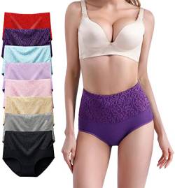 YOULEHE Unterhosen Damen Baumwolle Hohe Taille Weich Atmungsaktiv Unterwäsche (8er Pack-Mehrfarbig 01, L) von YOULEHE