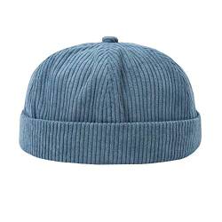 YOUMU Herren Damen Skullcap Sailor Cap Mütze Beanie Cord gerollte Manschette Vintage Brimless, Stil D, Blau, Einheitsgröße von YOUMU