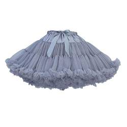 YOUMU Women Elastic Waist Chiffon Petticoat Tulle Lolita Petticoat Tutu Puffy Underskirt Princess Dress for Party Cosplay (Grey, One Size) von YOUMU