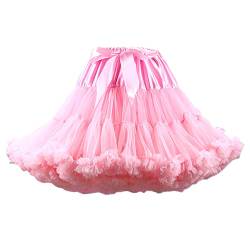 YOUMU Women Elastic Waist Chiffon Petticoat Tulle Lolita Petticoat Tutu Puffy Underskirt Princess Dress for Party Cosplay (Light Pink, One Size) von YOUMU