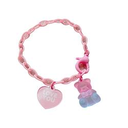 YOUNAFEN Valentinstagsgeschenk, bunt, niedlicher Cartoon-Gummibär-Anhänger, Armband, Harzkette, Armbänder für Mädchen, Frauen, Tochter von YOUNAFEN