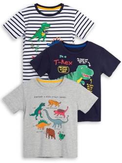 YOUNGSOUL Jungen T-Shirt Dinosaurier Kinder Kurzarm Shirt Sommer Casual Tops 3er-Pack Dino 4, 98-104/Größe 4T von YOUNGSOUL