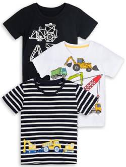 YOUNGSOUL Jungen Tee T-Shirt Kurzarm Kinder Shirt mit Bagger Sommer Tops 3er-Pack Bagger, 116-122/Größe 7T von YOUNGSOUL