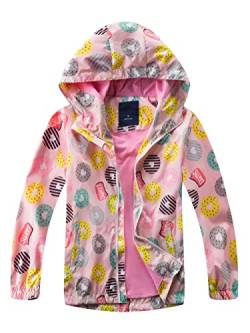 YOUNGSOUL Mädchen Regenjacke Gemustert Übergangsjacke Kinder Jacke Wind und Wasserdicht Frühling Sommer Outdoorjacke mit Kapuze Rosa DE: 140 (Herstellergröße 140) von YOUNGSOUL