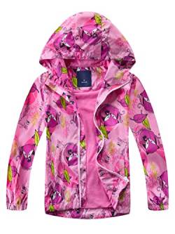 YOUNGSOUL Mädchen Regenjacke Gemustert Übergangsjacke Kinder Jacke Wind und Wasserdicht Frühling Sommer Outdoorjacke mit Kapuze Rot DE: 152 (Herstellergröße 150) von YOUNGSOUL