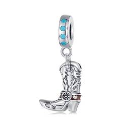 YOUPO 925 Sterling Silber Western Cowboy Vintage Brave Lederstiefel Charms for Pandora-Armband for Damen, Geburtstag, Weihnachten, Geschenke, Original SCC2566 von YOUPO