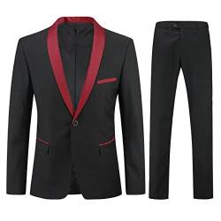 YOUTHUP Anzug Herren Anzug Slim Fit 2 Teilig Anzüge Schalkragen Herrenanzug für Hochzeit Business, Rot-989, M von YOUTHUP