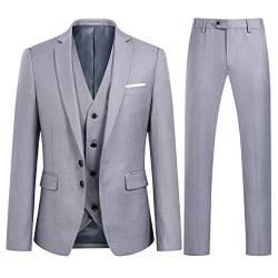 YOUTHUP Herren 3 Teilig Anzug 2-Knopf Slim Fit Anzüge Einreiher Sakko Weste Hose für Business Hochzeit von YOUTHUP