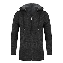 YOUTHUP Herren Fleece gefütterte Strickjacke Langer Strickpullover Pullover Winter Dicker Warmer Mantel, Grau, S von YOUTHUP