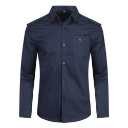 YOUTHUP Herren Hemd Slim Fit Langarm Herrenhemden mit Tasche Freizeithemd Reine Farbe Businesshemd, Blau 6618, XS von YOUTHUP