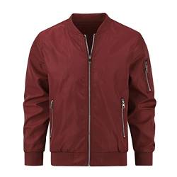 YOUTHUP Herren Jacke Leichte Übergangsjacke mit Ärmeltasche Sommerjacke Regular Fit Freizeit Bomberjacke, Rot, L von YOUTHUP