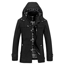 YOUTHUP Herren Jacke mit Kapuze Stehkragen Baumwolle Übergangsjacke Regular Fit Outdoor Bomber Jacke Freizeit Fliegerjacke von YOUTHUP