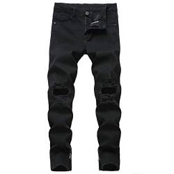 YOUTHUP Herren Jeanshose Freizeit Stretch mit Löchern Multi Taschen Cargo Pants von YOUTHUP