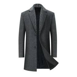 YOUTHUP Herren Mantel Slim Fit Winter Wollmantel Mittellänge Wolle Wintermantel Freizeit Business,Grau,XXL von YOUTHUP