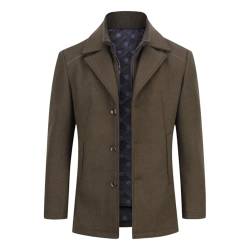 YOUTHUP Herren Mantel mit Steppweste Winter Wollmantel Wolle Slim Fit Übergangsmantel Outdoor Wintermantel, Khaki 1953, L von YOUTHUP