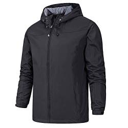 YOUTHUP Herren Regenjacken Leichte Outdoor Windjacke mit Kapuze Winddichte Wasserdichte Jacke Freizeit Regenmantel von YOUTHUP