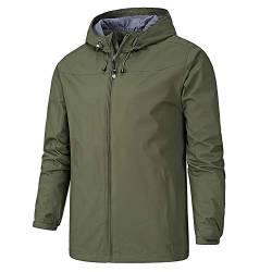 YOUTHUP Herren Regenjacken Leichte Outdoor Windjacke mit Kapuze Winddichte Wasserdichte Jacke Freizeit Regenmantel von YOUTHUP