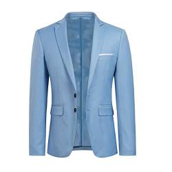 YOUTHUP Herren Sakko Slim Fit Freizeit Modern Anzugjacke für Hochzeit Party Business Abschluss Jackett, Azurblau, 2XL von YOUTHUP