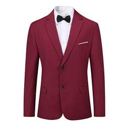 YOUTHUP Herren Slim Fit Sakko mit Fliege 2 Knöpfen Business Freizeit Anzugsjacke Hochzeit Blazer Jackett von YOUTHUP