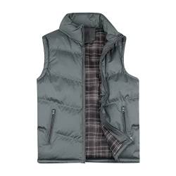 YOUTHUP Herren Steppweste Dicke Freizeit Winterweste Bodywarmer Outdoor Wärme Gilet Stehkragen, Grau, XL von YOUTHUP