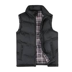 YOUTHUP Herren Steppweste Dicke Freizeit Winterweste Bodywarmer Outdoor Wärme Gilet Stehkragen, Schwarz, L von YOUTHUP