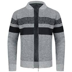 YOUTHUP Herren Strickjacke Fleece Gefüttert Strickpullover Winter Dicke Pullover Jacke von YOUTHUP