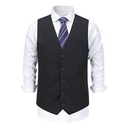 YOUTHUP Herren Weste Anzugweste Slim Fit Vertikal Gestreift Hochzeit Herrenweste Formelle Anzug Westen für Männer, Schwarz, L von YOUTHUP