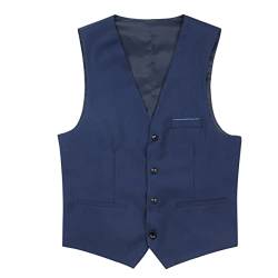 YOUTHUP Herren Weste Formell Slim Fit Anzugweste V-Ausschnitt Freizeit Gilet Herrenweste für Business Hochzeit, Blau, M von YOUTHUP