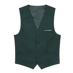 YOUTHUP Herren Weste Formell Slim Fit Anzugweste V-Ausschnitt Freizeit Gilet Herrenweste für Business Hochzeit, Grün, 3XL von YOUTHUP