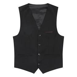 YOUTHUP Herren Weste Formell Slim Fit Anzugweste V-Ausschnitt Freizeit Gilet Herrenweste für Business Hochzeit, Schwarz, XXL von YOUTHUP