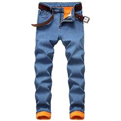 YOUTHUP Herren Wollfutter Jeans Hose für Winter Jeanshose mit geradem Bein Herren Slim Fit-Jeans von YOUTHUP